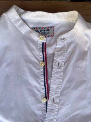 Camisa Ganso Caballero Blanca cuello Mao