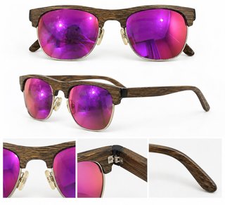 Gafas de sol madera lentes moradas