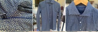 Camisa de vestir estampada azul y blanca