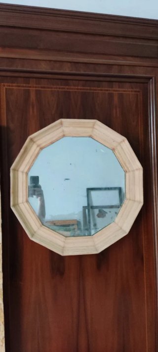 Espejo Prisma Octagonal Madera y Cristal