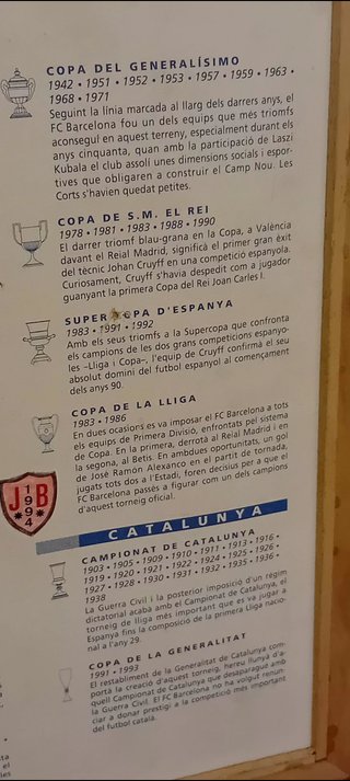 Cuadro trofeos FC Barcelona 1899-1993 - Colección