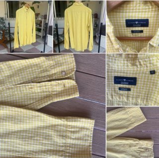 Camisa de cuadros amarilla para hombre Talla 41