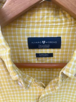 Camisa de cuadros amarilla para hombre Talla 41