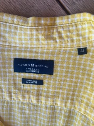 Camisa de cuadros amarilla para hombre Talla 41