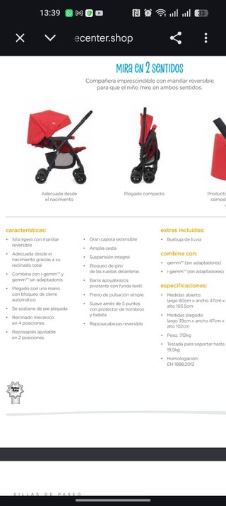 Carrito Joie Mirus Negro y Rojo