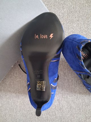 Scarpe Minelli blu con dettagli oro  camoscio nuov