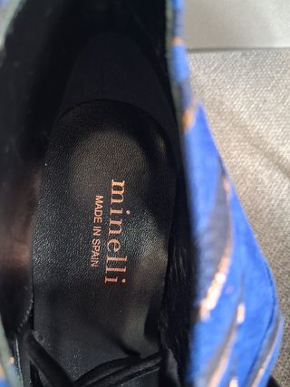 Scarpe Minelli blu con dettagli oro  camoscio nuov