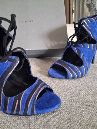 Scarpe Minelli blu con dettagli oro  camoscio nuov