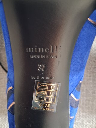 Scarpe Minelli blu con dettagli oro  camoscio nuov
