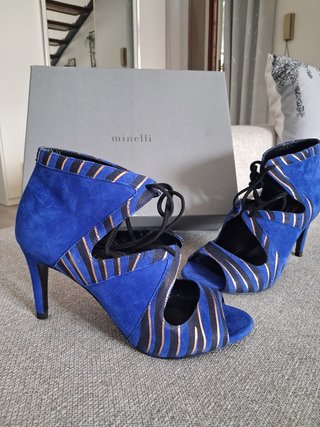 Scarpe Minelli blu con dettagli oro  camoscio nuov