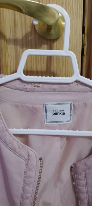 Cazadora cuero rosa palo mujer