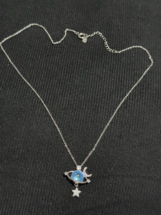 Collar Plata Ojo Azul Luna Estrella