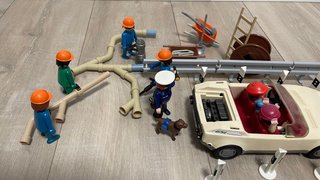 Control policía en carretera en Obras Playmobil