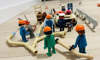 Control policía en carretera en Obras Playmobil