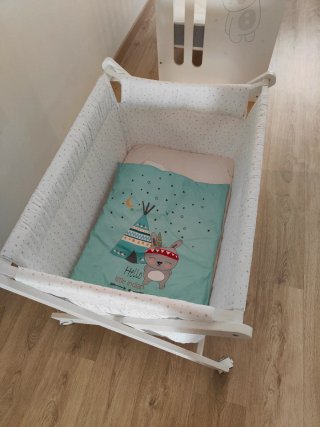 Cuna de madera blanca, minicuna, amaca jane