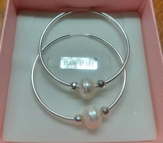 Pendientes Aro Plata y Perlas