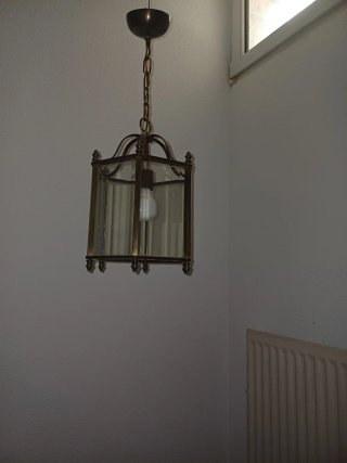 Lámpara de techo farol clásico metal y cristal