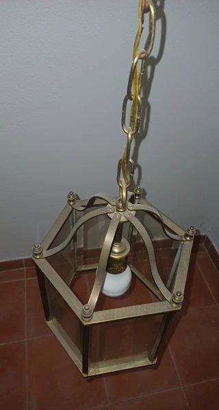 Lámpara de techo farol clásico metal y cristal