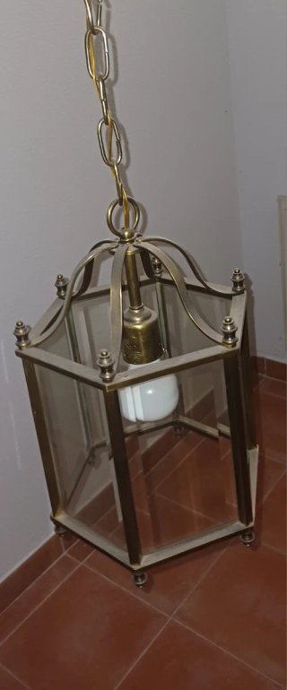 Lámpara de techo farol clásico metal y cristal