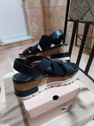 Sandalias cuña negras talla 37