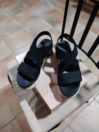 Sandalias cuña negras talla 37