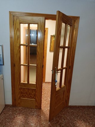 Puerta doble pino con marco