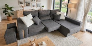 Sofá Chaiselongue Gris 265cm