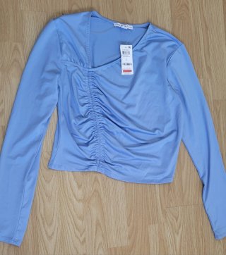 AND NOW THIS Top Fruncido Azul Talla L