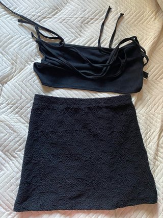 Conjunto Top y Falda Negro Mujer