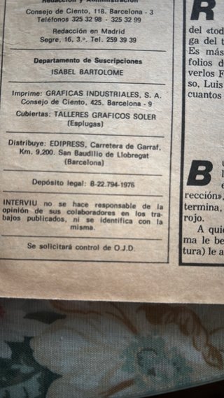 Revista Interviu número 1 - 1976 - primera edición