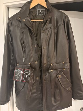 Chaqueta de cuero sintético V marrón