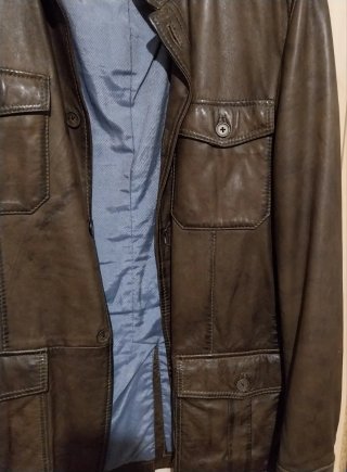 Chaqueta Piel Massimo Dutti Safari Marrón
