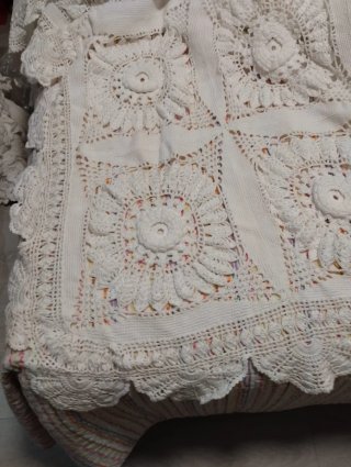 Colcha y funda cojín ganchillo