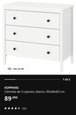 Cómoda KOPPANG Ikea Blanca sin abrir