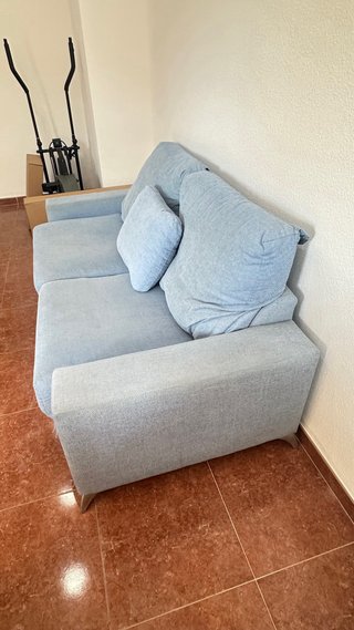 Sofá 2 plazas tela azul/gris