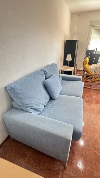 Sofá 2 plazas tela azul/gris