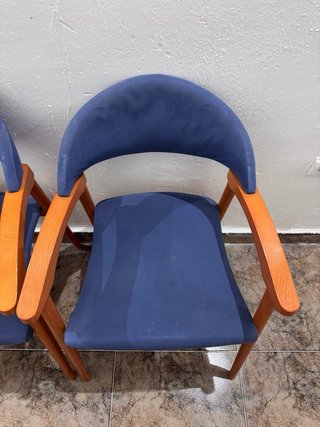 Juego 4 Sillas Madera Azules