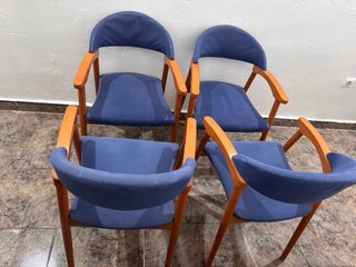 Juego 4 Sillas Madera Azules