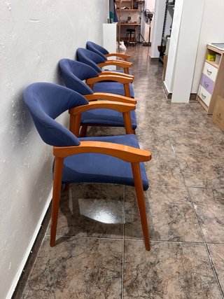 Juego 4 Sillas Madera Azules