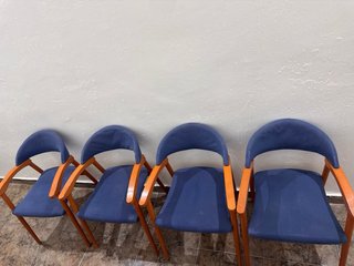 Juego 4 Sillas Madera Azules