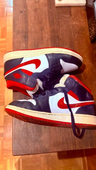 Air Jordan 1 Mid Talla 38 Blanco Negro Rojo