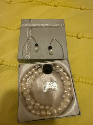 Collar y pendientes perlas cultivadas plata