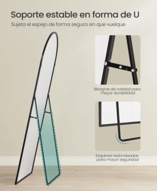 Espejo cuerpo entero 165x60 cm con soporte