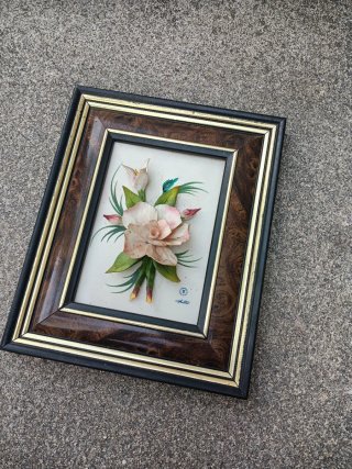 Quadro 3D Flores Porcelana Madeira