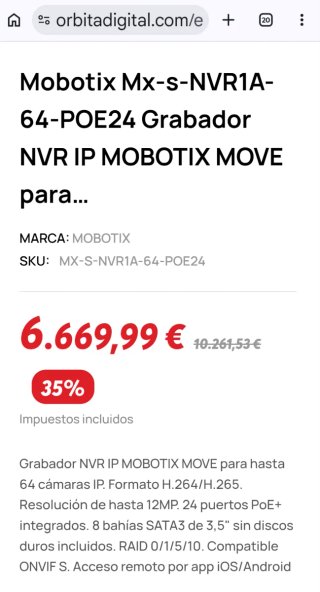 NVR MOBOTIX MOVE MX-S-NVR1A-64-POE24 Nuevo