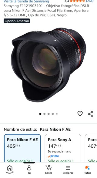 Objetivo Nikon Samyang 8mm f/3.5 Fish-Eye CS II.