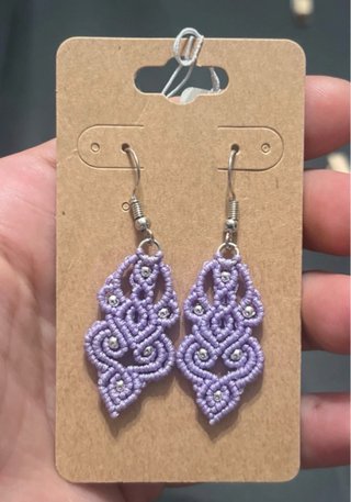 Pendientes Macramé lila y plateado