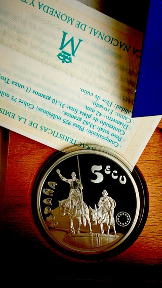 Moneda España 5 ECU 1994 Cervantes 0.925