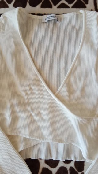 Camisa Stradivarius manga larga blanca