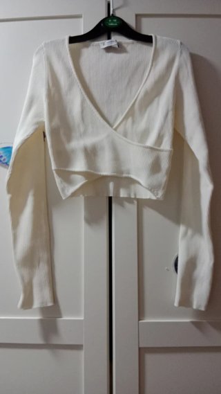Camisa Stradivarius manga larga blanca